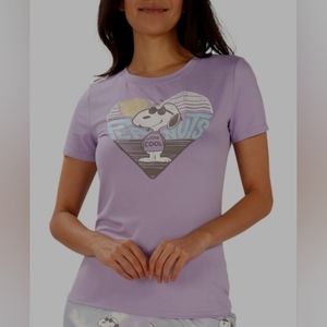 Munki Munki Peanuts Snoopy Pajama T-Shirt Purple Small Women's Joe Cool Heart